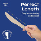 CORAL Light Brown 100% Compostable Forks - 120 Heavy Duty Forks (7.0 inch) - Break Resistant with Smooth Edges, Ocean Friendly Alternative to Plastic Silverware - Biodegradable & Disposable Forks