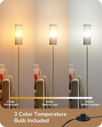 EDISHINE Floor Lamps for Living Room, 63.7in Minimalist Standing Lamp with Foot Pedal Switch, Modern Floor Lamp for Bedroom, Office, Nursery, 3 Color Temperature, 9W Bulb Included, Gold