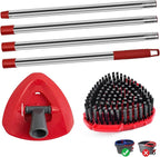 4-Section Stainless Steel Spin Mop Handles, Mop Base & Upgrade Scrub Brush Combo for Ocedar EasyWring RinseClean 2 Tank System, Mop Handle Mop Base & Brush Set for O Cedar, Universal Thin Screw Joints