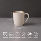 famiware Tempus Coffee Mugs Set of 4, 14 oz Cup Set, Stoneware Mugs with Handle for Coffee, Tea, Cocoa, Milk, Cappuccino, Microwave Safe - Antique White