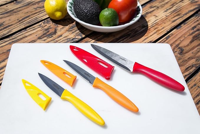 Zyliss Utility Kitchen Knives with Sheath Covers - Dishwasher Safe - Stainless Steel Kitchen Knives Perfect for Cutting Meat, Vegetables & Fruit - 3 Piece Paring Set