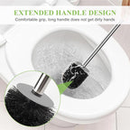 Toilet Brush and Holder, Compact Size Toilet Bowl Brush with Stainless Steel Handle, Small Size Plastic Holder Easy to Hide, Space Saving for Storage, Drip-Proof, Easy to Assemble, Deep Cleaning