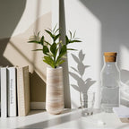 ALMA 9 Inch White Ceramic Flower Vase for Lego Flower Bouquet|Small Pampas Grass Vase for Home Decor,Tabletop, Bookshelf, Mantle,Living Room