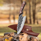 TOMBRO Huusk Japan Knife- Forged Viking Knives Sharp Boning knife Handmade Caveman Knife High Carbon Steel Butcher Knives with Sheath, Japanese Chef Knife for Kitchen, Camping, BBQ, fishing filet