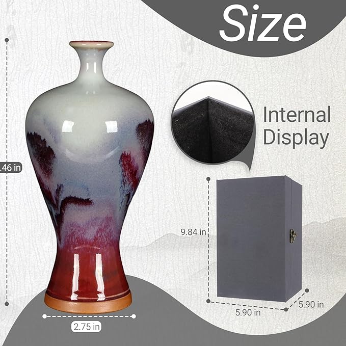 Ceramic vVase Living rRoom Home Decoration Ornament Hand-Painted Landscape Flower Vase Art Collectible (8.67 x 4.72in)