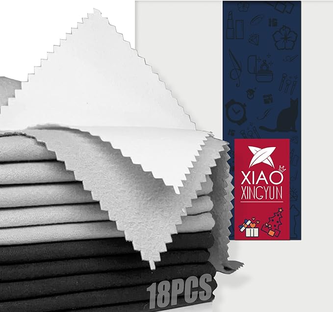 XIAOXINGYUN 18 PCS Silver polishing Cloth,Jewelry Cleaning Cloth for Sterling Silver, Multi-Layer Silver Jewelry Cleaner Cloth Keep Jewelry Cleaning and Shiny (6'' x 8''*18Pcs)