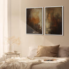 SIGNFORD Framed Canvas Print Wall Art Set Abstract Burnt Sienna and Beige Illustration Modern Art Decorative Nordic Nature for Living Room, Bedroom, Office - 16"x24"x2 White