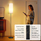 PARTPHONER Modern Floor Lamp with Remote Control - Stepless Dimmable LED Bulb, Adjustable Color Temperature & Brightness, Minimalist Tall Lamp for Living Room, Bedroom, Office, White