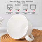 Chulan 22 oz Extra Large Bone China Cereal Mug Set of 4, Oversize White Ceramic Latte Mugs, Jumbo Soup Mugs Coffee Cups with Handles for Chocolate Cocoa Beverage Milk Salads Yogurt, Microwave Safe