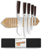 imarku Magnetic Knife Holder for Wall - 16 Inch Acacia Wood Magnetic Knife Strip with Powerful Magnet, Knife Magnetic Strip for Kitchen Utensil Organizer with 4 Hooks, Natural Acacia
