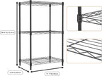 3 Tiers Shelf Metal Storage Shelves Wire Rack Closet Organizers with Wheel for Garage Kitchen Bathroom Laundry Black 11.8" D x 17.7" W x 28.8" H