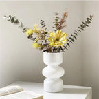 JSPYFITS Glass Hydroponic Flower Vase, 7 Inches Colored Glass Bubble Vases for Flower, Three-Layer Glasses Funky Vase for Home/Office/Weddings/Party Table Flower Decor (White)