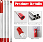 Spin Mop Handle Replacement for Ocedar,4-Section 30-58" Extendable Length Mop Handles and 2 Pack Upgrade Mop Scrubber Head,Mop Base Compatible with Ocedar EasyWring 1 Tank for Hard Floor Cleaning