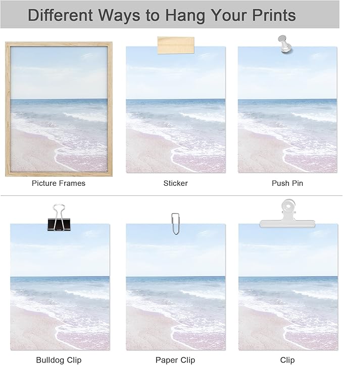 SIGNWIN Poster Bathroom Decor, Wall Art Room Decor Multicolor for Living Room, Bedroom, Office White Pastel Tropical Island Ocean Beach Shore Nature Wilderness Realism Landscape Colorful - 12"x16"x4