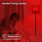 Floor Lamp with Red Light - 670nm Red Night Light for Sleep, 3CCT LED Standing Lamp with Remote, Dimmable Modern Floor Light with Timer and Memory, Sturdy Iron Base, Linen Shade, for Bedroom