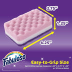 Fabuloso Sponges, Purple - Scratch-Free Scrubber for Dishes and Surfaces - Dishwashing Sponge for Bold and Bright Cleaning Experience, 4 Count - 2 Pack