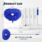 DRQ Ceiling Fan Cleaner Duster, 2 Pack Reusable Microfiber Duster with Extension Pole, 13 to 50 Inch Fan Blade Cleaner, Removable Dusters for Cleaning Walls Bookshelves Door Window Top (Dark Blue)