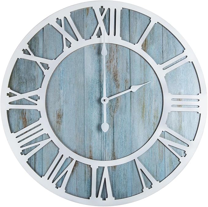 1st owned Wall Clocks for Living Room Decor,16" Vintage,Round Silent Non Ticking,Black Metal,Modern Wood Clocks for Home Bedroom,Kitchen,Garden,Office,Cafe,Modern Wall Decoration -Roman Numerals