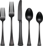 Lenox Portola Satin Black Piece Flatware Set, 20 Count, Metallic