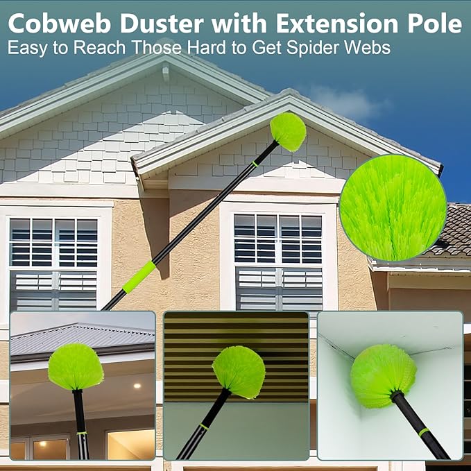15 Foot Dusters for Cleaning, Duster with Extension Pole 7-15ft, Microfiber Feather Duster Used for Cleaning Ceiling Fan, High Window, Blinds, Shutters, Sofa, Cobweb Duster for Home (14 PCS)