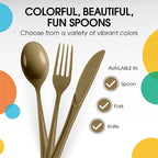 Party Solids Gold Plastic Knives 200 Pieces Disposable Utensils Heavy Duty Cutlery Set Flatware Silverware for Party Supplies & Tableware