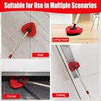 Spin Mop Handle Replacement for Ocedar,4-Section 30-58" Extendable Length Mop Handles and 2 Pack Upgrade Mop Scrubber Head,Mop Base Compatible with Ocedar EasyWring 1 Tank for Hard Floor Cleaning