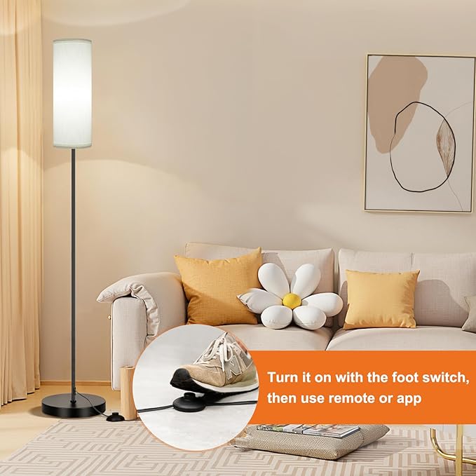 FRIDEKO HOME Floor Lamps for Living Room, Dimmable Colors Temperature & Brightness, Modern Floor Lamp Remote, Tall Standing Lamps for Kid Room Bedroom Office, White Lampshade 9W RGB Smart Bulb