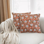 Ridhi Dark Salmon Pink Block Print Cotton Canvas Throw Pillow Covers for Decorative Couch Pillows for Living Room, Chic Boho Cute Outdoor Valentine Pillows Covers Gifts 18x18 Inches