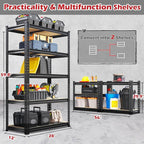 REIBII Storage Shelves 2020LBS Garage Shelving Heavy Duty 5 Tier Metal Shelving Adjustable Utility Shelf Rack for Garage Pantry Closet Kitchen Basement 28" W x 12" D x 59.8" H, 3 Pack