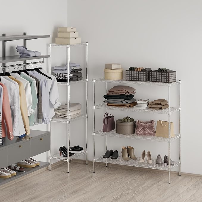 18" Deep x 48" Wide x 54" Height Wire Shelving Kit | 4-Tier | NSF Commercial Storage Rack Unit