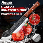Huusk Butcher Knife Set for Meat Cutting, 3PCS Carving BBQ Brisket Knives, Hand-forged Kitchen Knive Set with Ergonomic Handle, Gift for Men Women