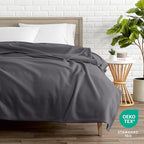 Bare Home Polar Fleece Blanket - Extra Long - Warm & Cozy - Premium Fleece - Throw for Bed, Sofa, Camping, Travel and Cold Nights - Lightweight Blanket (Twin/Twin XL, Forged Iron Grey)