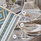 Rectangular Decorative Tray, Plastic Serving Tray with Handles, Bohemian Blue Tray for Ottoman, Coffee Table Tray for Living Room, Home Decor, 15.8" x 11.8" x 1.6"