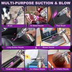 Handheld Car Vacuum Portable Cordless - 18000PA High Power with Brushless Motor, 4-in-1 Air Duster, Blower, Pump & Rechargeable Mini Vacuum for Car, Home, Office (Silver Grey+Purple)