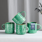 HaWare 14OZ Coffee Mugs Set of 4, Stoneware Coffee Cups with Handle, Latte Mug for Man, Woman, Dad, Mom, Modern Tea Mugs for Latte/Cappuccino/Cocoa/Milk, Dishwasher& Microwave Safe, Reactive Green