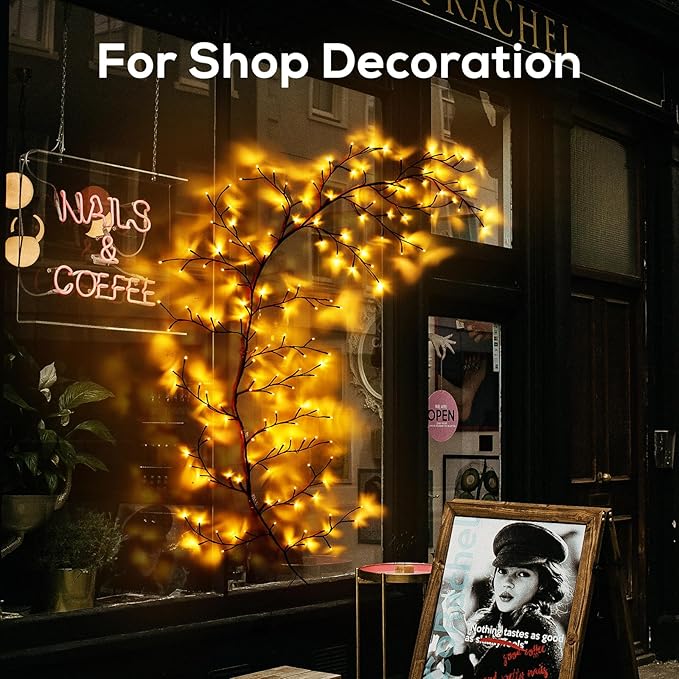 Enchanted Willow Vine Lights for Home Decor with 160LEDs, 8.2FT Wall Decoration Light with 8 Remote Control Modes (Brown)(1PCS)