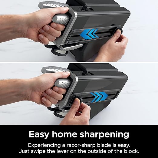 Ninja K62014 Foodi NeverDull Premium 14-Piece German Stainless Steel Knife System with Built-in Sharpener, Stainless Steel/Black