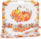 3Pcs Fall Serving Trays Reusable Watercolor Pumpkin Flower Platter Vintage Autumn Serving Dishes for Thanksgiving Sharing Snacks Fruit Dessert Candy