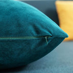 Throw Pillow Cases 18x18 Teal: 2 Pack Cozy Soft Velvet Square Decorative Pillow Covers for Farmhouse Home Decor