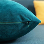 Throw Pillow Cases 22x22 Teal: 2 Pack Cozy Soft Velvet Square Decorative Pillow Covers for Farmhouse Home Decor