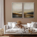 SIGNFORD Framed Canvas Print Wall Art Set Abstract Neutral Landscape Modern Beige and Brown Illustration Modern Art Decorative Nordic Nature for Living Room, Bedroom, Office - 24"x36"x2 White