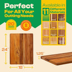 Riveira Teak Wood Cutting Board – Gourmet Teak Grandeur: 24 x 18 Wooden Cutting Board – Natural Wooden Cutting Boards For Kitchen Decorative – Innovative Juice Grooves Teak Wooden Chopping Board