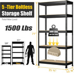 PrimeZone Storage Shelves 2 Packs 5 Tier Adjustable Garage Storage Shelving, Heavy Duty Metal Storage Utility Rack Shelf Unit for Warehouse Pantry Closet Kitchen, 35.5" x 15.75" x 71", Black