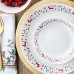 Corelle Vitrelle 18-Piece Christmas Service for 6 Dinnerware Set, Triple Layer Glass and Chip Resistant, Lightweight Round Holiday Plates and Bowls Set, Be Merry