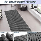 Custom Size Backed Non-Slip Area Rugs Runner, Easy Clean, Waterproof Runner Rugs for Hallway Entryway, Kitchen, Laundry, 3FT x 10FT, Gray Stripe