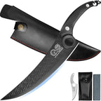 XYJ Authentic Since 1986, FULL TANG 10 Inch Boning Knife With Sheath, Stainless Steel Deboning Meat Cleaver for Meat Cutting, Vegetable Kitchen Knife for Outdoor Camping