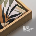 SIGNFORD Framed Canvas Print Wall Art Set Tropical Island Palm Leaf Geometric Collage Abstract Nature Illustrations Modern Art Decorative Minimalist Floral Botanical for Bedroom - 16"x24"x2 Natural