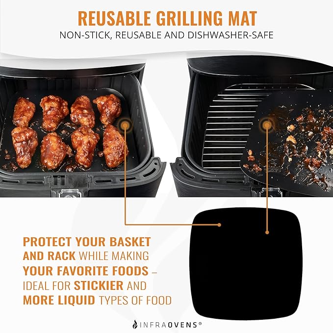 Air Fryer Rack Accessories Compatible with Cosori, Dash, Chefman, Secura, Nuwave®, Emeril Lagasse, Philips, Cozyna + More, 5pcs Stainless Steel Air Fryer Accessories with Heat Resistant Mats