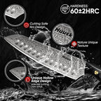 Huusk Damascus Chef Knife Set 3 PCS，VG10 Santoku Knives set，Damascus Kitchen Utility Knives set with Ebony Handle, Damascus Paring Knives Set for Meat Vegetable Fruit, Dad Mom Gift