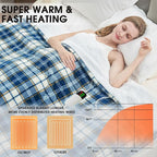 Heated Electric Blanket Queen Size, 84X90 Heating Blanket Queen with Dual Control&10 Heats Levels&Timer for Bed,Blue Plaid Sherpa Soft Blankets Warmer Gift for Grandma Women Adults, Washable,ETL
